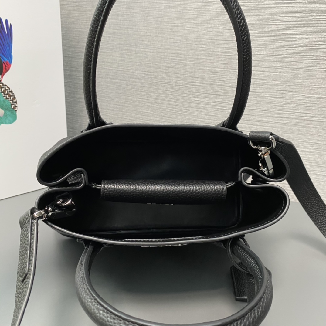 Prada Double Leather Mini Bag Shoulder Bag Black 1BG443